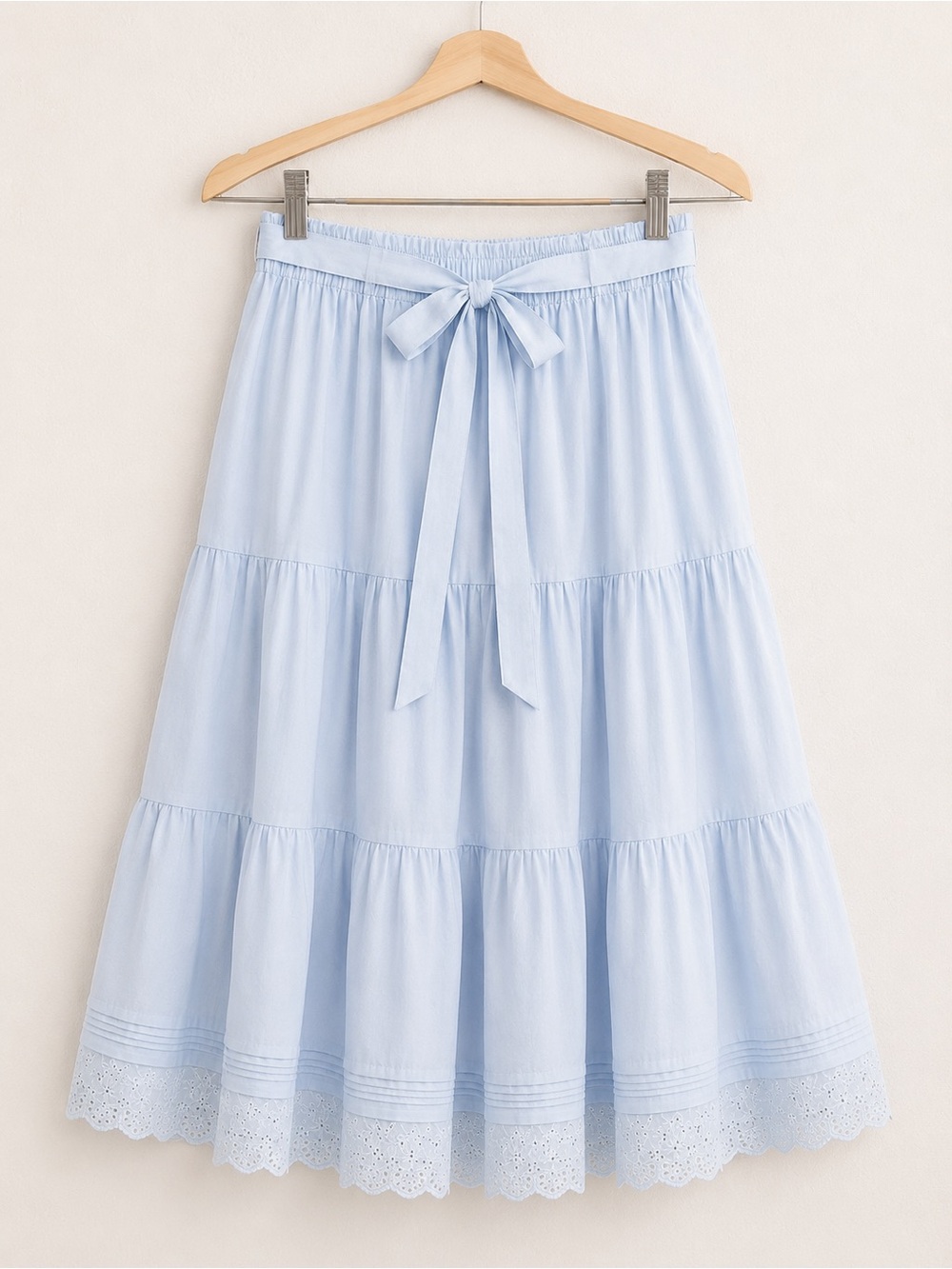 Alice Blue Blue Tiered Midi Skirt with 100% Cotton Sz M Coquette Cottagecore